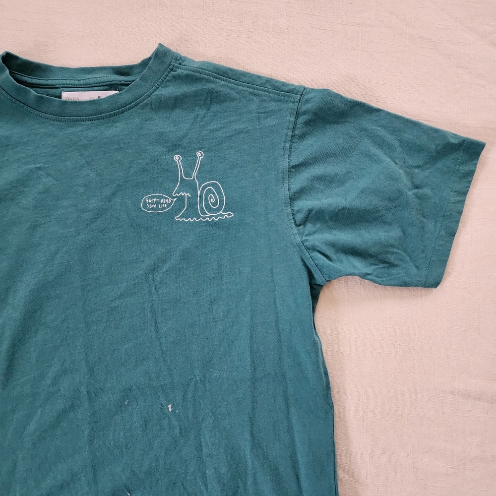 Zara snail green tee kids 10